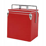 Портативний туристичний стальний холодильник в ретро стилі 13 л ESTI&ESTA CM-3200-A-MP червоний автохолодильник, фото 9