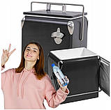 Портативний туристичний стальний холодильник в ретро стилі 13 л ESTI&ESTA CM-3200-B-MP чорний автохолодильник, фото 3