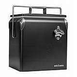 Портативний туристичний стальний холодильник в ретро стилі 13 л ESTI&ESTA CM-3200-B-MP чорний автохолодильник, фото 5