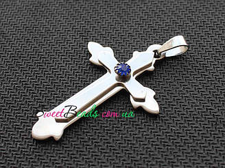 Хрест сталь, синій кристал