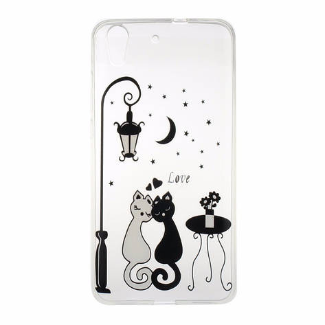 Оригінальний чохол панель накладка для Huawei ascend Y6 II з картинкою Закохана пара котів під ліхтарем, фото 1