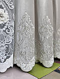 Комплект штор із оксамиту. Оксамитові штори з вишивкою. Красиві штори, фото 4