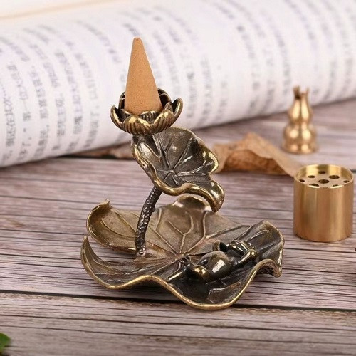 Латунна мідна тримач для пахощів настільна прикраса Дзен підставка у вигляді листя лотоса