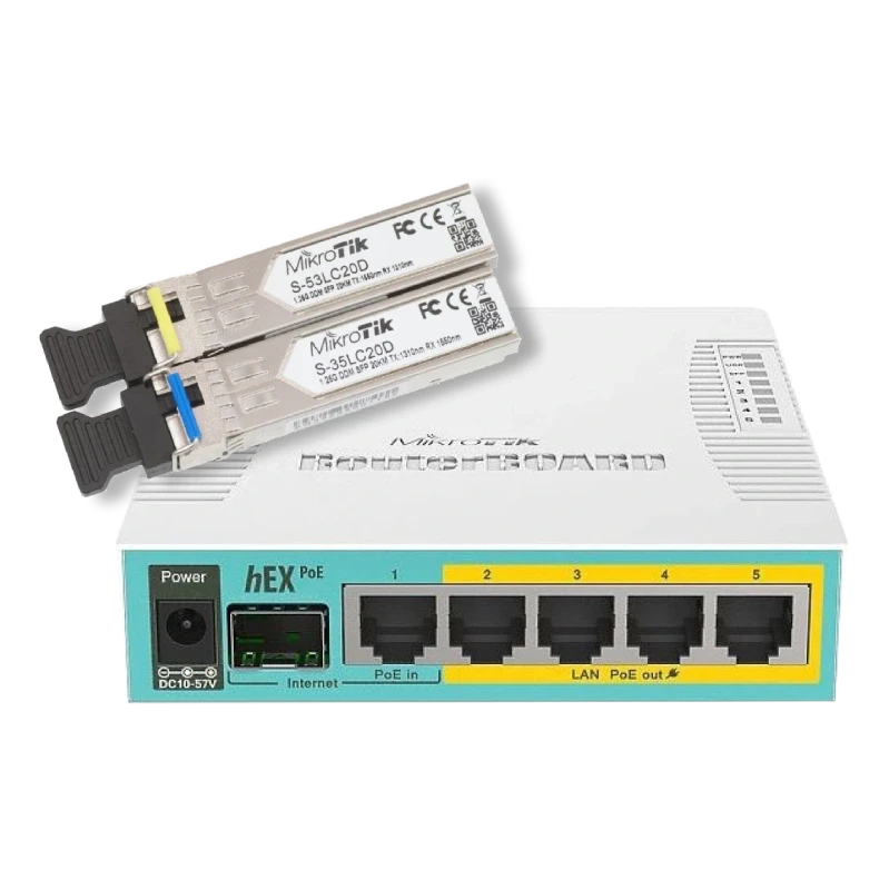 Комплект MikroTik RB960PGS + SFP модуль S-3553LC20D, фото 1