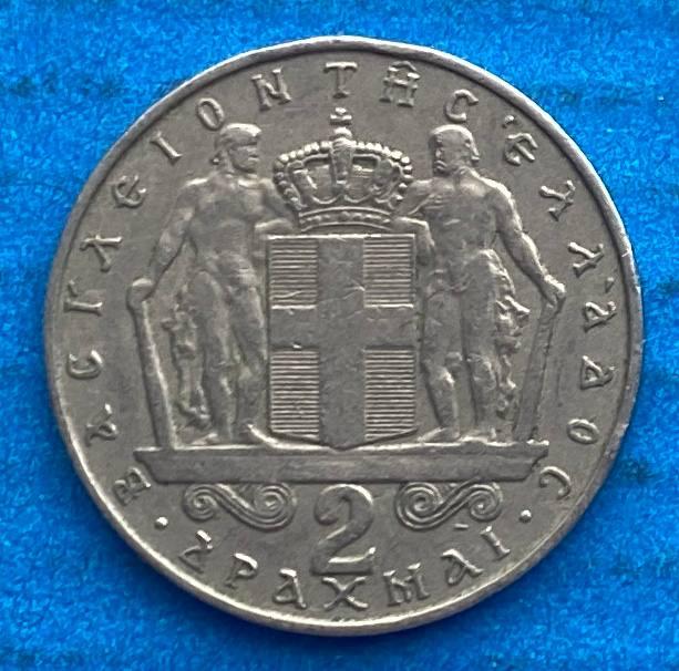 Монета Греції 2 драхми 1966 р, фото 1