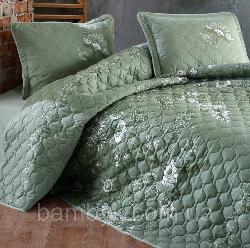 Покривало стьобане Clasy 240x260 з наволочками 50x70 "Mohana V1" бавовняне якісне Туреччина