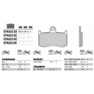 Гальмівні колодки BREMBO 07KA23SA- передня синтетика FDB2158 для SUZUKI GSX/VICTORY/TRIUMPH/KAWASAKI ZR800-ZR1000., фото 1