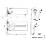 Смеситель для ванны Lidz Nicole 005 с поворотным изливом (c душевым гарнитуром) (k35) LDNIC005BLA45183 Black, фото 2