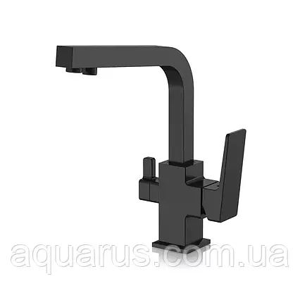 Змішувач для кухні з підключенням фільтра питної води FAOP A4309-6, чорний, фото 1