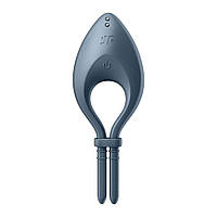 Ерекційне смарт кільце з вібрацією Satisfyer Bullseye Connect App, сірий KityS