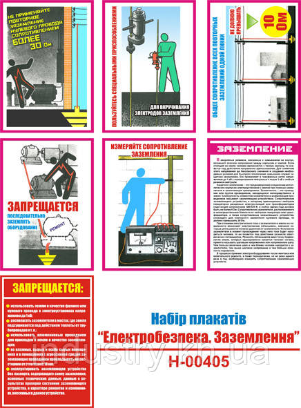 "Электробезопасность. Заземление" (7 плакатов, ф. А3)