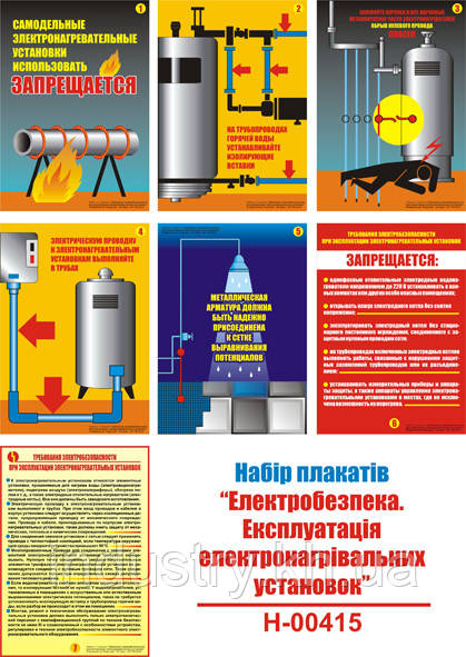 "Электробезопасность. Эксплуатация электронагревательных установок" (7 плакатов, ф. А3)
