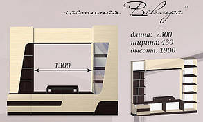 Вітальня Вектра 1900х2300х430мм венге темний + дуб молочний Майстер Форм, фото 3