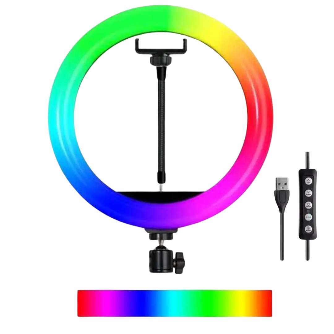 Кільцева LED лампа RGB MJ36 36см.1 кріплення на телефон USB