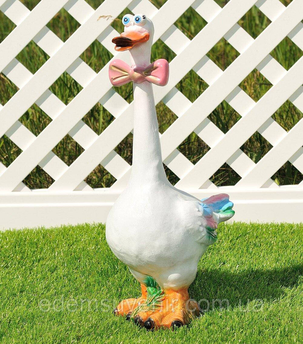 Садова фігура Гусак веселий (52х24х18 см), фігурка гусака для саду із полістоуну, садово-паркові фігури, фото 1