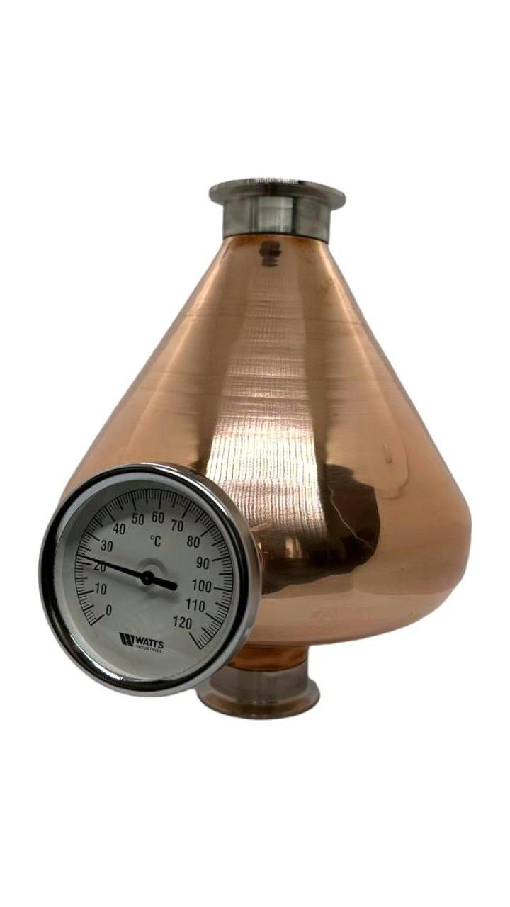 Мідний шолом аламбік 2 дюйми, 3,5 л з термометром, фото 1