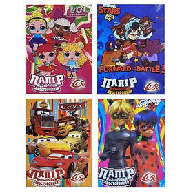 Папір кольоровий двосторонній крейдований 6 кольорів 12 аркушів Polly