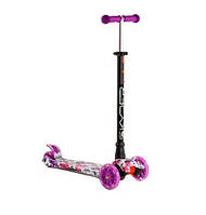 Триколісний самокат Best Scooter Skyper Maxi колеса з підсвіткою PU 120 мм (Фіолетовий)