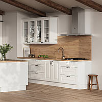 Стильна біла модульна набірна кухня посекційно в стилі сучасна класика з МДФ фасадами Валенсія