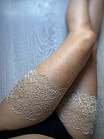 Бандалетки жіночі мереживні на силіконі (смужки від натирання) Annes Lace Thigh Band With Silicone чорні бежеві р. S-XXXL, фото 3