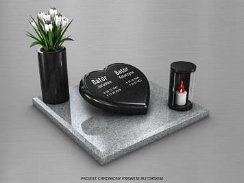 Європейський пам'ятник-табличка для тварини із граніту Серце Спогадів 700*600