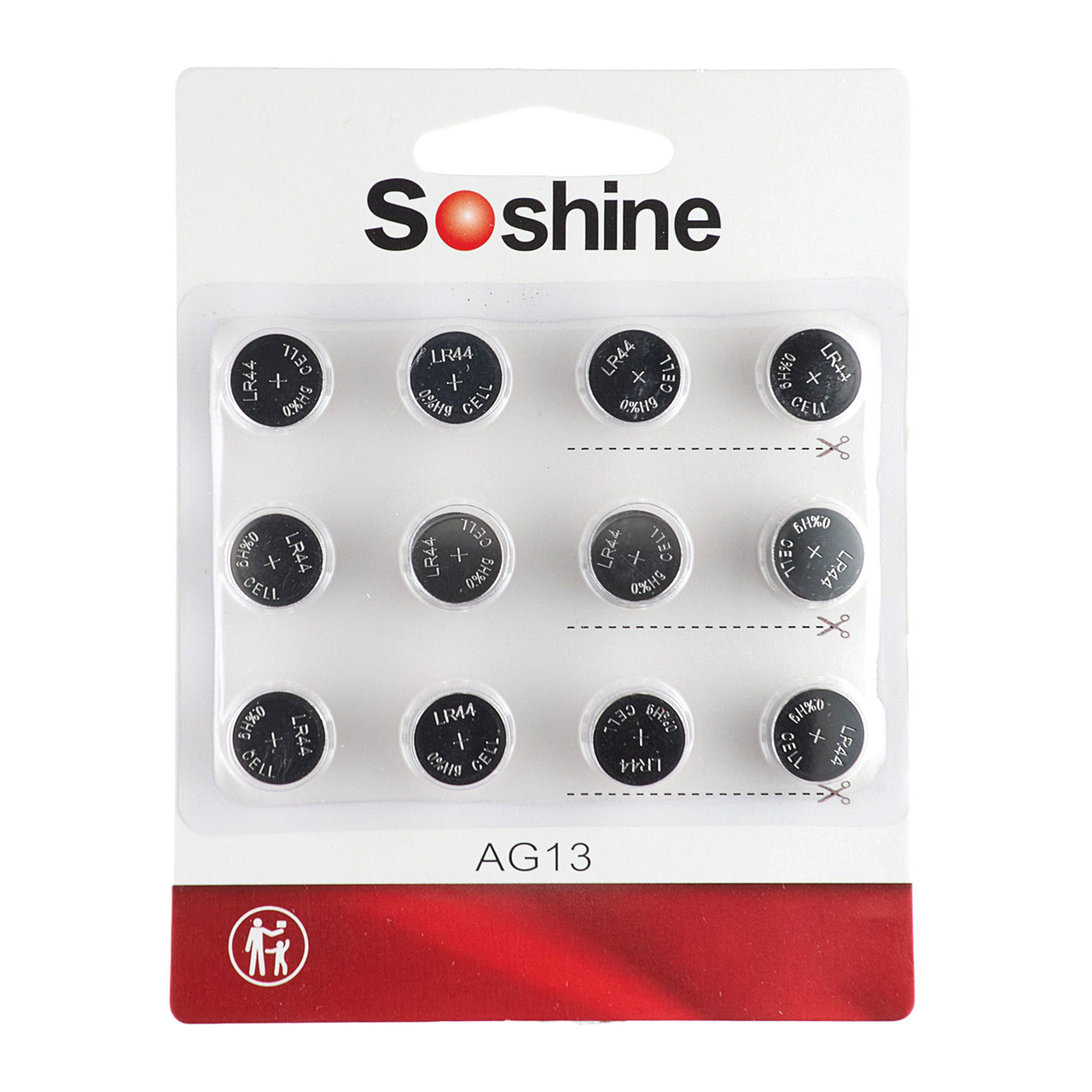 Батарейки Soshine 1.5V AG13 Дискові, LR44 12 шт