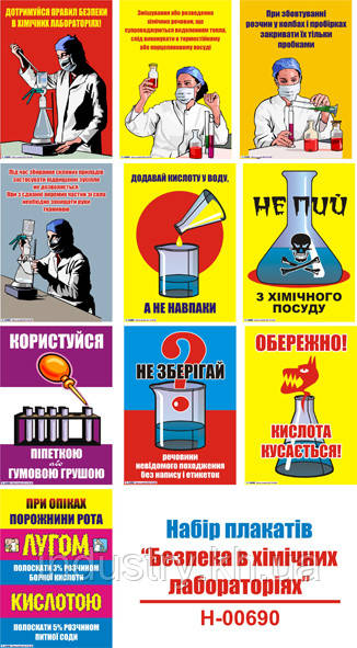 "Безпека в хімічних лабораторіях" (10 плакатів, ф. А3)