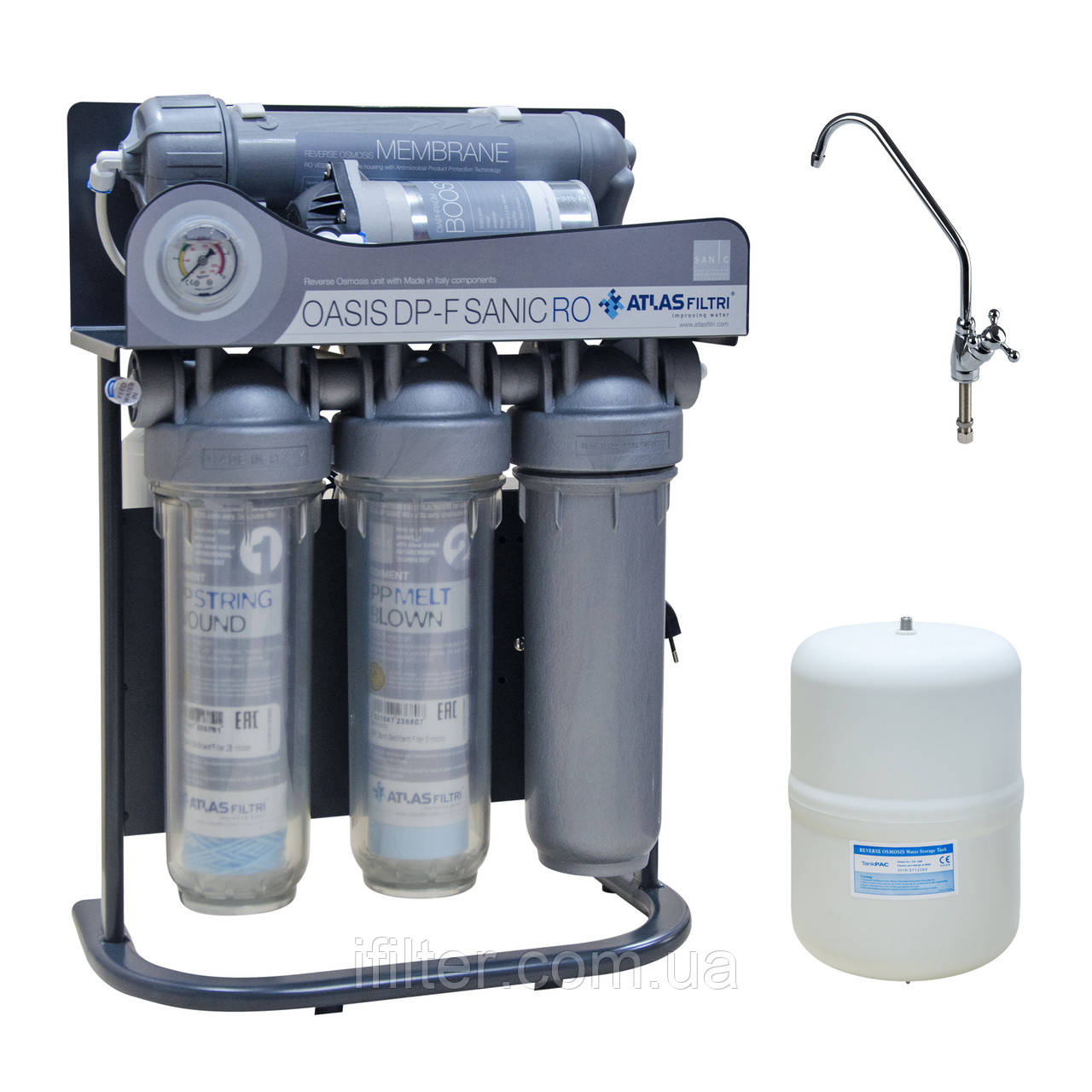 Система зворотного осмосу Atlas Filtri Oasis DP-F Sanic Pump з насосом на каркасі, фото 1