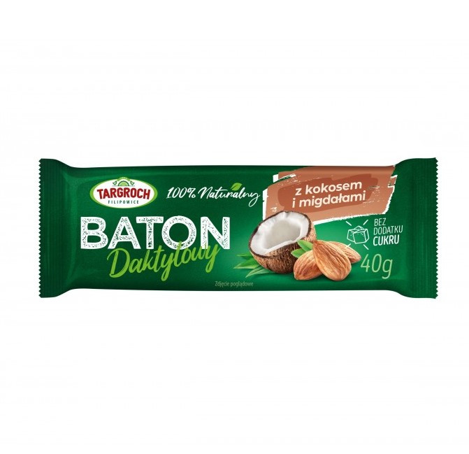 Фініковий батончик без цукру з кокосом і мигдалем (40 г) Targroch