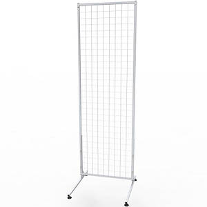 Торгова сітка в рамці на ніжках 50х150 см, осередок 50 мм, профіль 15 мм, біла