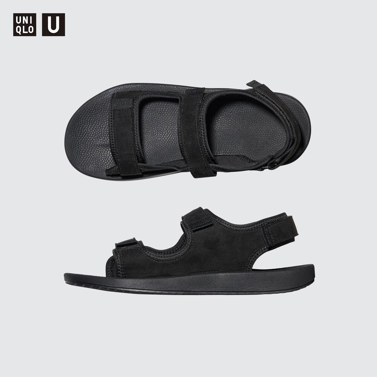 Стильні сандалі Uniqlo з ременями на липучці 1159806451 (Чорний, 38-38,5)