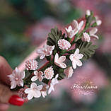 "Персиковий настрій" обруч/віночок із квітами ручної роботи з полімерної глини, фото 4