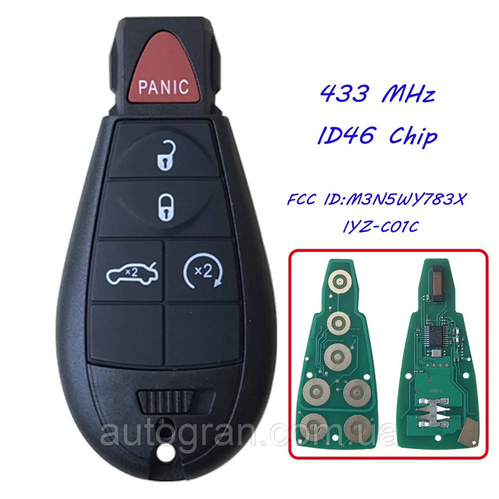 Смарт ключ Chrysler 300C Voyager Jeep Cherokee Dodge Caliber Journey 433Mhz ID46