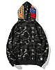 Толстовка Bape A Bathing Ape Tiger Shark Black Camo Full Zip Mens Hoodie, фото 3