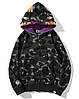 Толстовка Bape A Bathing Ape Tiger Shark Black Camo Full Zip Mens Hoodie, фото 4