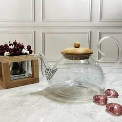 Чайник скляний заварювальний з фільтром-пружиною 0.7 л Helios 6718