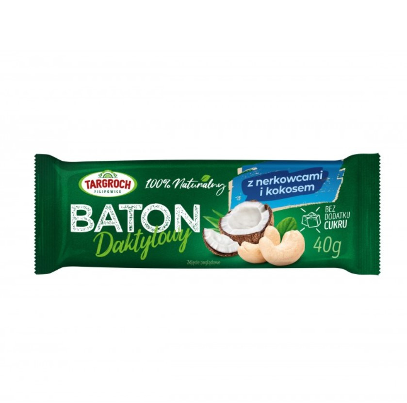 Фініковий батончик без цукру з кеш'ю та кокосом (40 г) Targroch