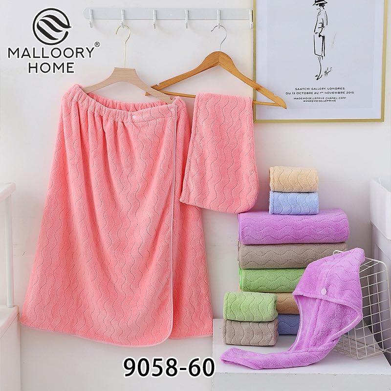 Рушник-халат з чалмою з мікрофібри для сауни Malloory Home розмір 80*150 мікс кольорів без вибору