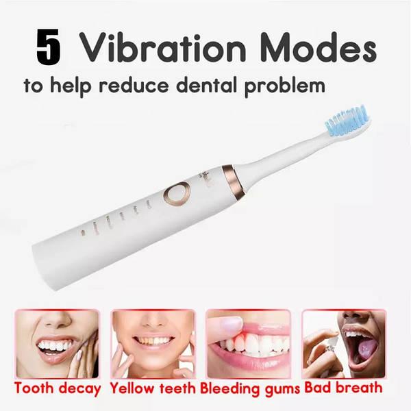 Ультразвукова зубна щітка з USB-зарядкою + 3 змінні насадки, фото 1