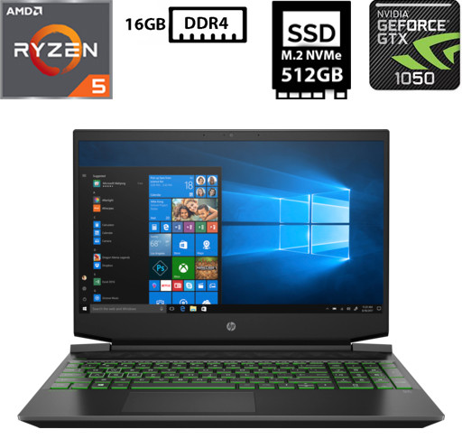 Ноутбук HP Pavilion Gaming 15-ec0013dx/15.6" TN 1920x1080/AMD Ryzen 5 3550H 2.10GHz/16GB/SSD 512GB NVMe/NVIDIA GTX 1050 3GB Б/В