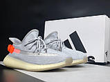 Чоловічі кросівки Yeezy Boost 350 сіточка стильні літні сірі жовтогарячі, фото 3