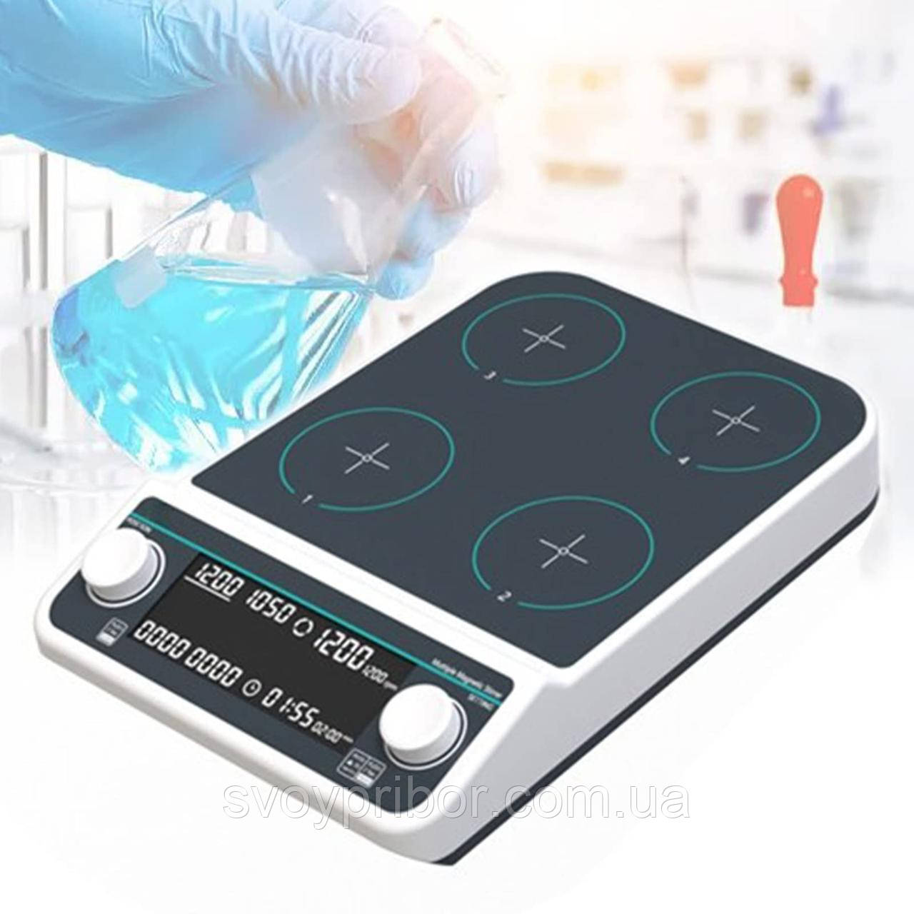 Магнитная мешалка 4-х местная MMS4 PRO (4*500мл, 1500 об/мин, с таймером) JOANLAB, фото 1