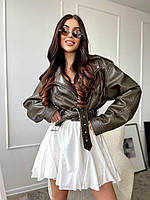 Трендовая стильная яркая женская пышная свободная летняя короткая юбка трапеция с воланами на резинке 42-48