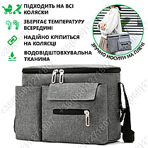 Сумка для коляски універсальна, органайзер для мами на коляску BabyBag S-1 Сіра, фото 3
