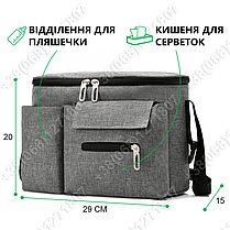 Сумка для коляски універсальна, органайзер для мами на коляску BabyBag S-1 Сіра, фото 4