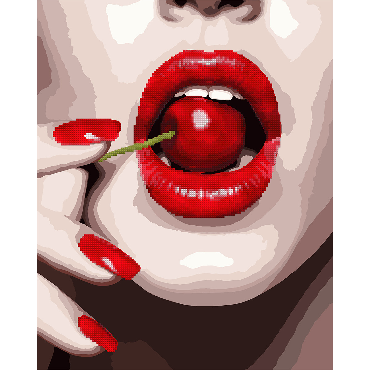 Картина за номерами з алмазною мозаїкою SANTI Вишневі вуста, 40*50 см., фото 1