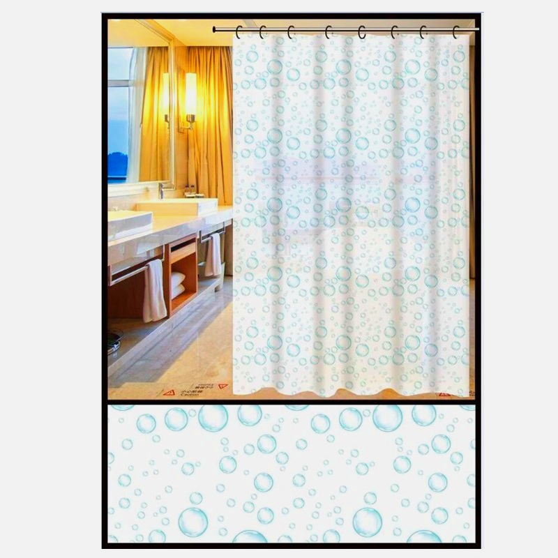 Шторка для ванної з Поліетилену Біло-Блакитна Бульбашки Візерунок ZERIX 203 180x180, фото 1