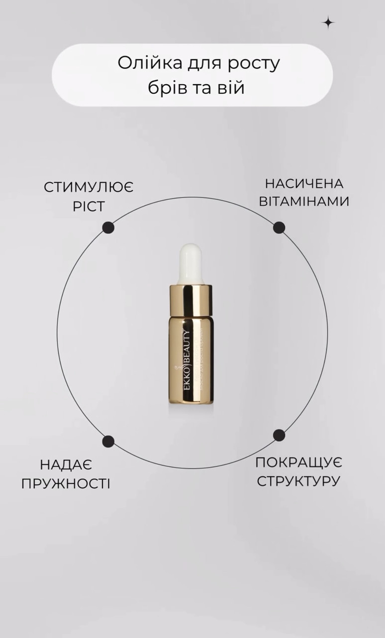 Олія для росту брів і вій «Ekko Beauty», 10 мл