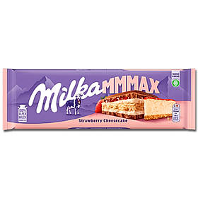 Milka MMMAX Strawberry Cheesecake Молочный шоколад с полуничним чізкейком 300г