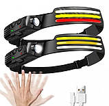 Налобний ліхтарик X-Balog BL-W689 LM+3COB (біле+жовте+червоне світло) акумуляторний Type-C (7_00714), фото 3